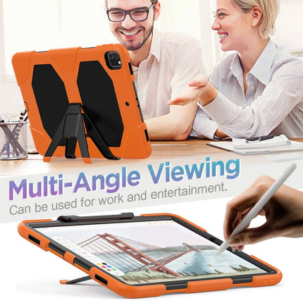 For iPad Pro 12.9 inch (2020) Shockproof Colorful Silicon + PC Protective Case with Holder & Shoulder Strap & Hand Strap & Pen Slot