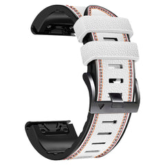 Tricolor Stitching Silicone Leather Watch Band, For Garmin Fenix 7, For Garmin Fenix 7X