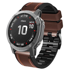 Tricolor Stitching Silicone Leather Watch Band, For Garmin Fenix 7, For Garmin Fenix 7X