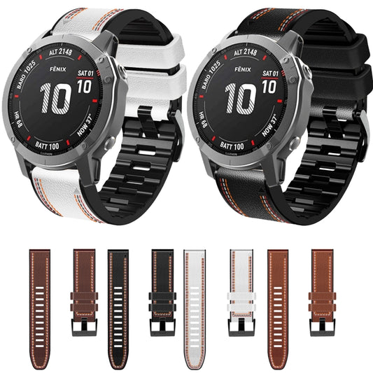 Tricolor Stitching Silicone Leather Watch Band, For Garmin Fenix 7, For Garmin Fenix 7X