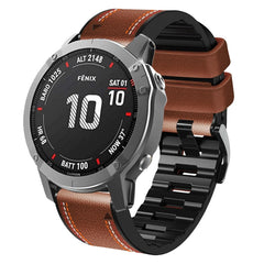 Tricolor Stitching Silicone Leather Watch Band, For Garmin Fenix 7, For Garmin Fenix 7X