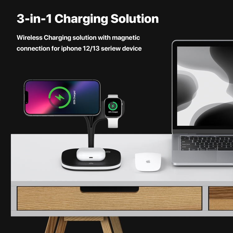 YM-UD22 15W 5 in 1 Magnetic Wireless Charger with Stand Function