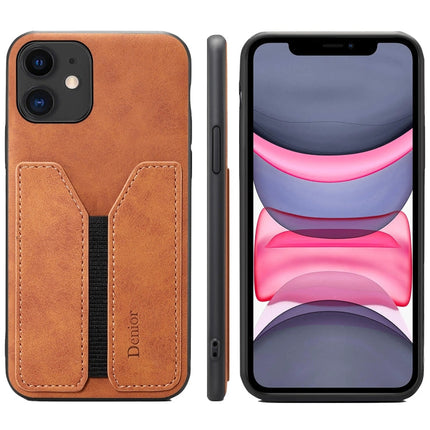 Denior DV Elastic Card PU Back Cover Phone Case, For iPhone 13 Pro, For iPhone 13 Pro Max, For iPhone 12 mini, For iPhone 12 / 12 Pro, For iPhone 12 Pro Max, For iPhone 11