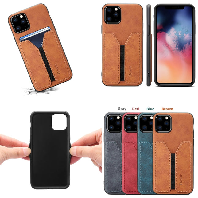 Denior DV Elastic Card PU Back Cover Phone Case, For iPhone 11 Pro, For iPhone 11 Pro Max, For iPhone X / XS, For iPhone XR, For iPhone XS Max, For iPhone SE 2022 / SE 2020 / 7 / 8