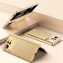 Electroplated Frame Plain Leather Phone Case, For Xiaomi Mix Fold 2