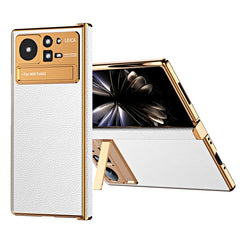 Electroplated Frame Plain Leather Phone Case, For Xiaomi Mix Fold 2