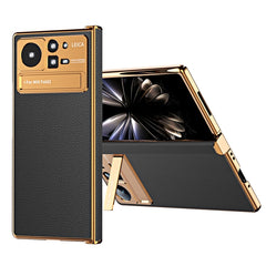 Electroplated Frame Plain Leather Phone Case, For Xiaomi Mix Fold 2