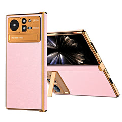 Electroplated Frame Plain Leather Phone Case, For Xiaomi Mix Fold 2