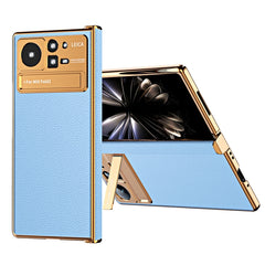 Electroplated Frame Plain Leather Phone Case, For Xiaomi Mix Fold 2