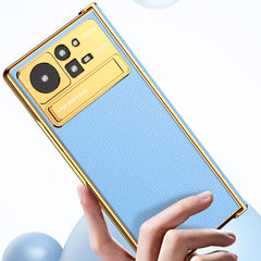 Electroplated Frame Plain Leather Phone Case, For Xiaomi Mix Fold 2