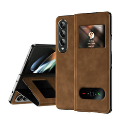 Mature Window View Flip Leather Phone Case, For Samsung Galaxy Z Fold4, For Samsung Galaxy Z Fold3 5G