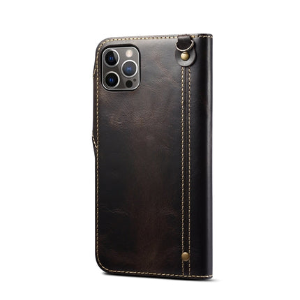 Denior Oil Wax Cowhide Magnetic Button Genuine Leather Case, For iPhone 14 Pro Max, For iPhone 14 Pro, For iPhone 14, For iPhone 14 Plus, For iPhone 13 Pro Max, For iPhone 13 Pro