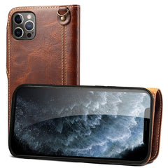 Denior Oil Wax Cowhide Magnetic Button Genuine Leather Case, For iPhone 14 Pro Max, For iPhone 14 Pro, For iPhone 14, For iPhone 14 Plus, For iPhone 13 Pro Max, For iPhone 13 Pro