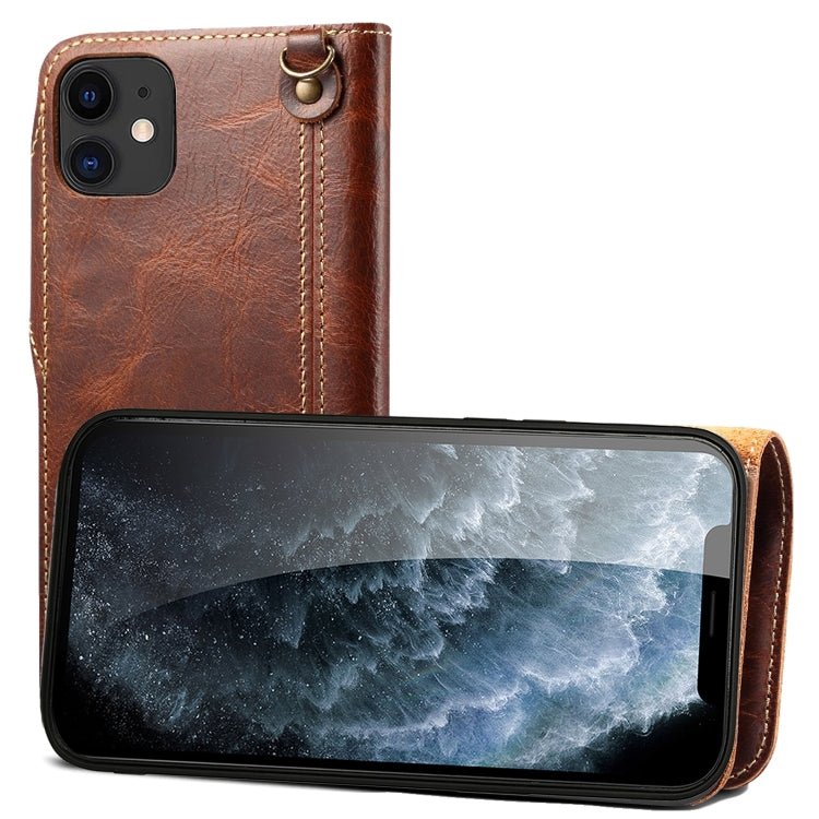 Denior Oil Wax Cowhide Magnetic Button Genuine Leather Case, For iPhone 12 Pro Max, For iPhone 12 / 12 Pro, For iPhone 12 mini, For Samsung Galaxy S20, For Samsung Galaxy S20+, For Samsung Galaxy S20 Ultra, For Samsung Galaxy Note20