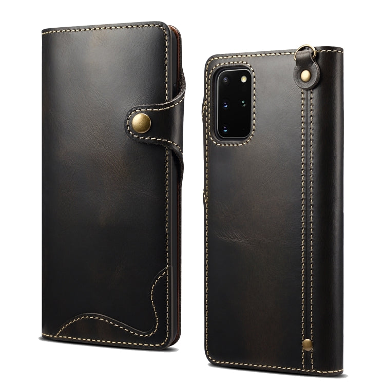 Denior Oil Wax Cowhide Magnetic Button Genuine Leather Case, For iPhone 12 Pro Max, For iPhone 12 / 12 Pro, For iPhone 12 mini, For Samsung Galaxy S20, For Samsung Galaxy S20+, For Samsung Galaxy S20 Ultra, For Samsung Galaxy Note20