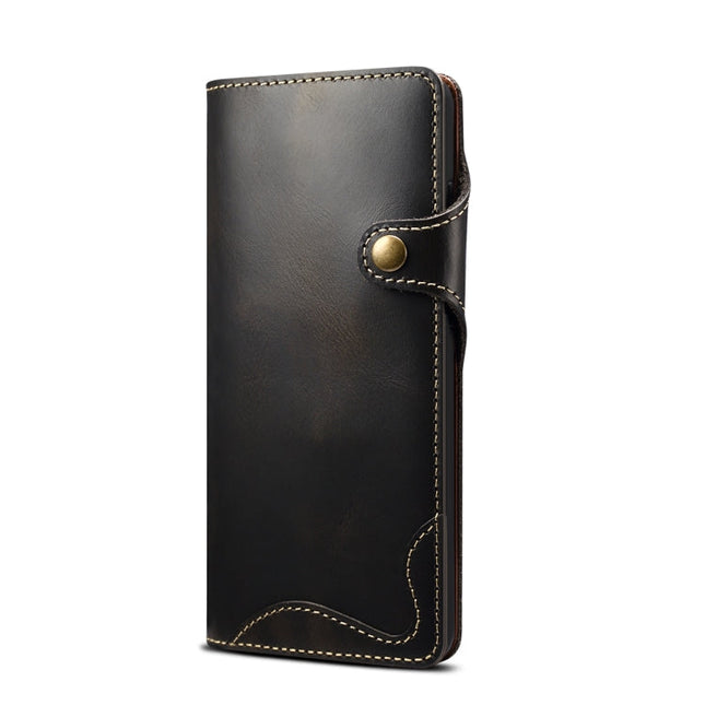 Denior Oil Wax Cowhide Magnetic Button Genuine Leather Case, For Samsung Galaxy S20+, For Samsung Galaxy S20 Ultra, For Samsung Galaxy Note20, For Samsung Galaxy Note20 Ultra, For Samsung Galaxy S21 5G, For Samsung Galaxy S21+ 5G