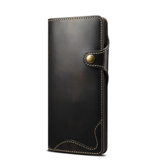 Denior Oil Wax Cowhide Magnetic Button Genuine Leather Case, For Samsung Galaxy S20+, For Samsung Galaxy S20 Ultra, For Samsung Galaxy Note20, For Samsung Galaxy Note20 Ultra, For Samsung Galaxy S21 5G, For Samsung Galaxy S21+ 5G