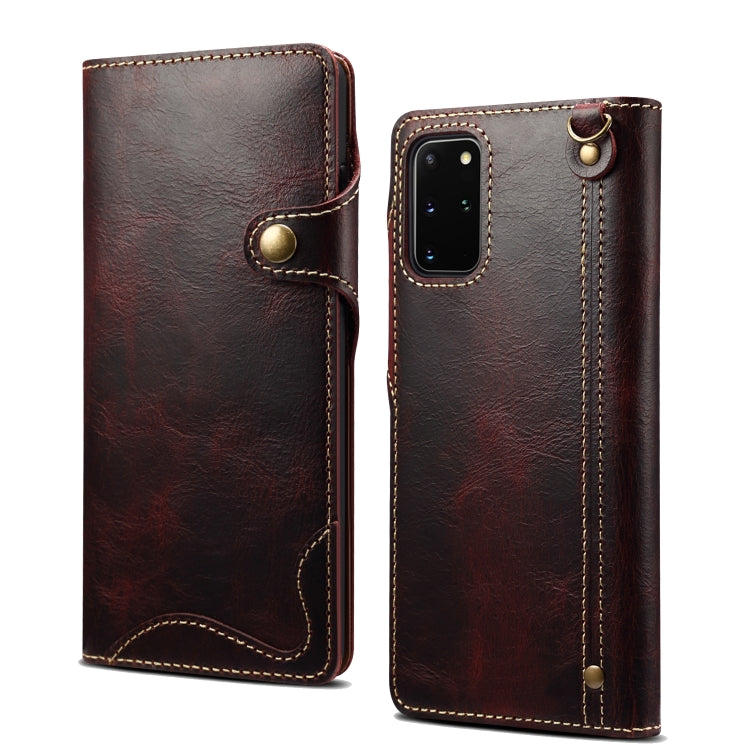 Denior Oil Wax Cowhide Magnetic Button Genuine Leather Case, For iPhone 12 Pro Max, For iPhone 12 / 12 Pro, For iPhone 12 mini, For Samsung Galaxy S20, For Samsung Galaxy S20+, For Samsung Galaxy S20 Ultra, For Samsung Galaxy Note20