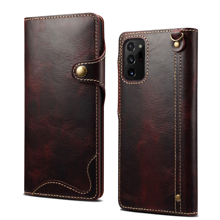 Denior Oil Wax Cowhide Magnetic Button Genuine Leather Case, For iPhone 12 Pro Max, For iPhone 12 / 12 Pro, For iPhone 12 mini, For Samsung Galaxy S20, For Samsung Galaxy S20+, For Samsung Galaxy S20 Ultra, For Samsung Galaxy Note20