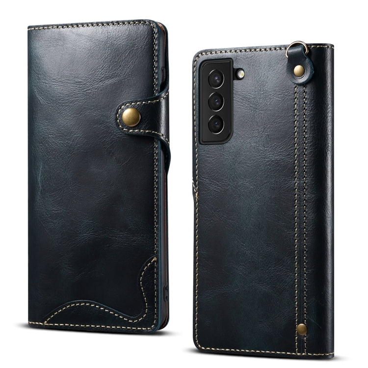 Denior Oil Wax Cowhide Magnetic Button Genuine Leather Case, For Samsung Galaxy S21 5G, For Samsung Galaxy S21+ 5G, For Samsung Galaxy S21 Ultra 5G, For Samsung Galaxy S22 5G, For Samsung Galaxy S22+ 5G, For Samsung Galaxy S22 Ultra 5G