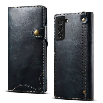 Denior Oil Wax Cowhide Magnetic Button Genuine Leather Case, For Samsung Galaxy S20+, For Samsung Galaxy S20 Ultra, For Samsung Galaxy Note20, For Samsung Galaxy Note20 Ultra, For Samsung Galaxy S21 5G, For Samsung Galaxy S21+ 5G