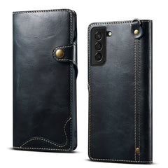 Denior Oil Wax Cowhide Magnetic Button Genuine Leather Case, For Samsung Galaxy S21 Ultra 5G, For Samsung Galaxy S22 5G, For Samsung Galaxy S22+ 5G, For Samsung Galaxy S22 Ultra 5G