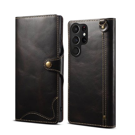 Denior Oil Wax Cowhide Magnetic Button Genuine Leather Case, For Samsung Galaxy S21 Ultra 5G, For Samsung Galaxy S22 5G, For Samsung Galaxy S22+ 5G, For Samsung Galaxy S22 Ultra 5G