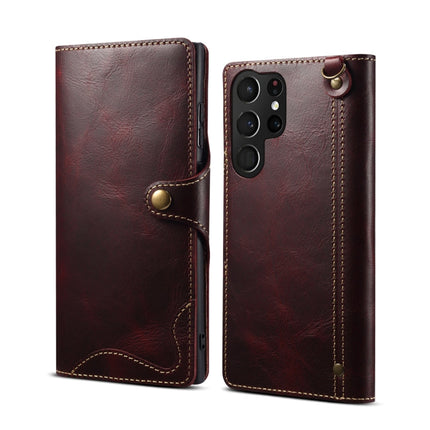 Denior Oil Wax Cowhide Magnetic Button Genuine Leather Case, For Samsung Galaxy S21 Ultra 5G, For Samsung Galaxy S22 5G, For Samsung Galaxy S22+ 5G, For Samsung Galaxy S22 Ultra 5G