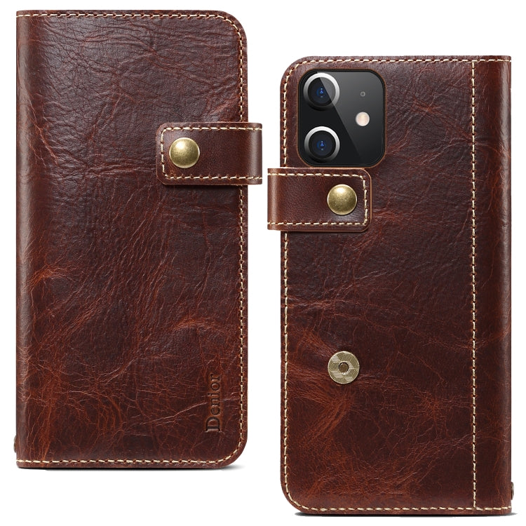 Denior Oil Wax Cowhide DK Magnetic Button Leather Phone Case, For Samsung Galaxy S20, For Samsung Galaxy S20+, For Samsung Galaxy S20 Ultra, For Samsung Galaxy Note20, For Samsung Galaxy Note20 Ultra, For iPhone 12 mini, For iPhone 12 / 12 Pro