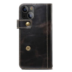 Denior Oil Wax Cowhide DK Magnetic Button Leather Phone Case, For iPhone 13, For iPhone 13 Pro, For iPhone 13 Pro Max, For iPhone 14, For iPhone 14 Plus, For iPhone 14 Pro, For iPhone 14 Pro Max