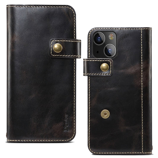 Denior Oil Wax Cowhide DK Magnetic Button Leather Phone Case, For iPhone 13, For iPhone 13 Pro, For iPhone 13 Pro Max, For iPhone 14, For iPhone 14 Plus, For iPhone 14 Pro, For iPhone 14 Pro Max