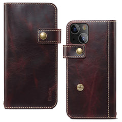 Denior Oil Wax Cowhide DK Magnetic Button Leather Phone Case, For iPhone 13, For iPhone 13 Pro, For iPhone 13 Pro Max, For iPhone 14, For iPhone 14 Plus, For iPhone 14 Pro, For iPhone 14 Pro Max