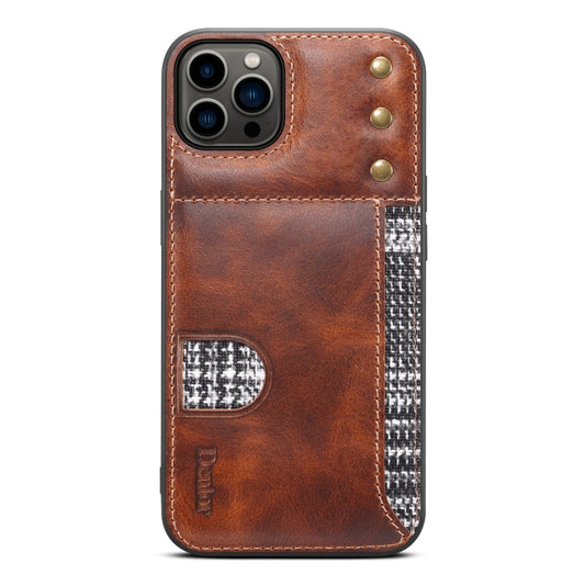 Denior Oil Wax Cowhide Card Slot Phone Case, For iPhone 12 / 12 Pro