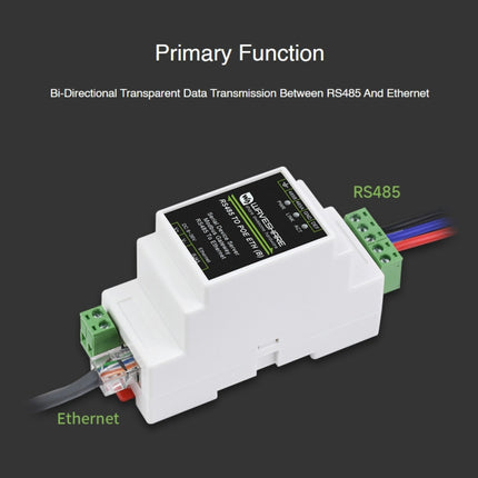 Waveshare Din Rail RS485 to RJ45 Serial Server with POE Function, 23273