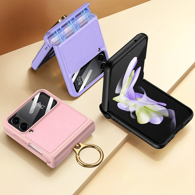 GKK Magnetic Fold Hinge Full Coverage Phone Case with Ring Holder, For Samsung Galaxy Z Flip4