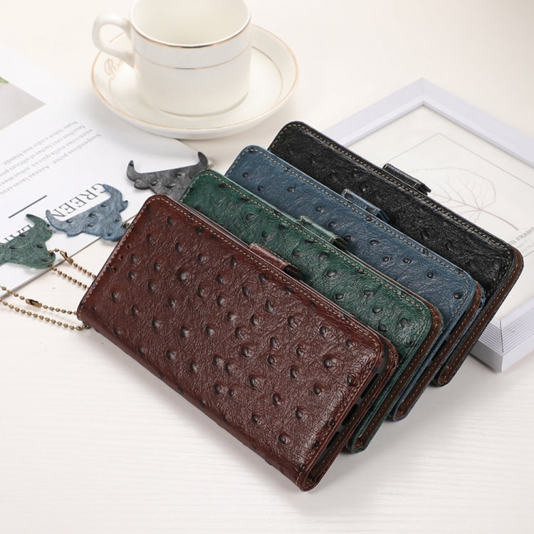 Ostrich Pattern Genuine Leather RFID Phone Case, For iPhone 14 Pro Max