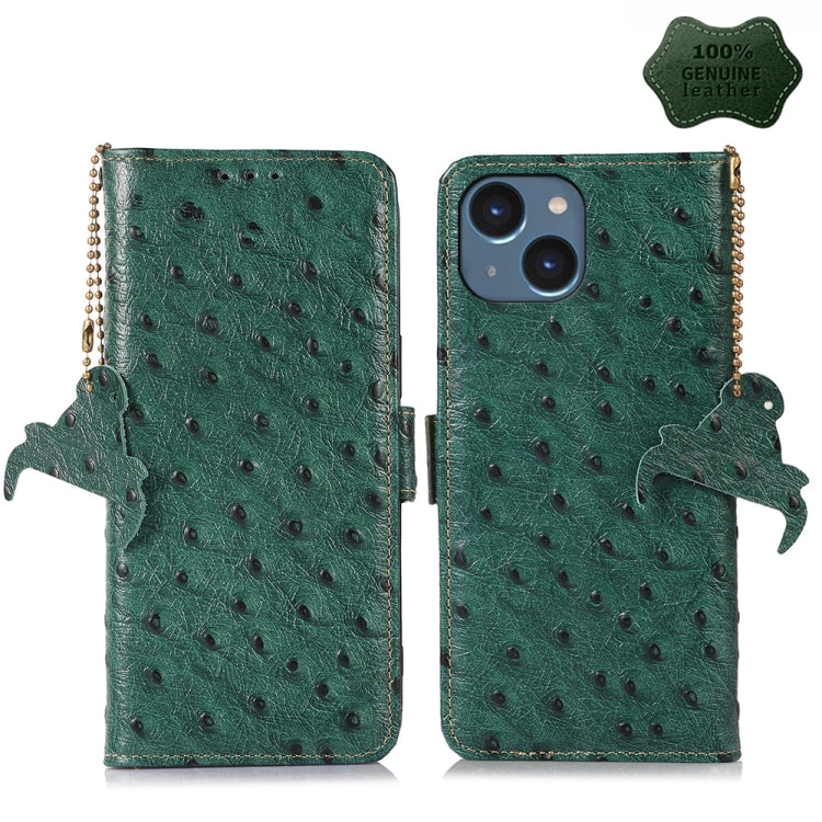 Ostrich Pattern Genuine Leather RFID Phone Case, For iPhone SE 2024, For iPhone 15 Pro Max, For iPhone 15 Pro, For iPhone 15 Plus, For iPhone 15, For iPhone 14 Plus, For iPhone 14, For iPhone 14 Pro