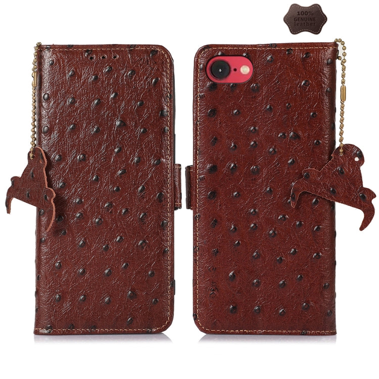 Ostrich Pattern Genuine Leather RFID Phone Case, For iPhone SE 2024, For iPhone 15 Pro Max, For iPhone 15 Pro, For iPhone 15 Plus, For iPhone 15, For iPhone 14 Plus, For iPhone 14, For iPhone 14 Pro