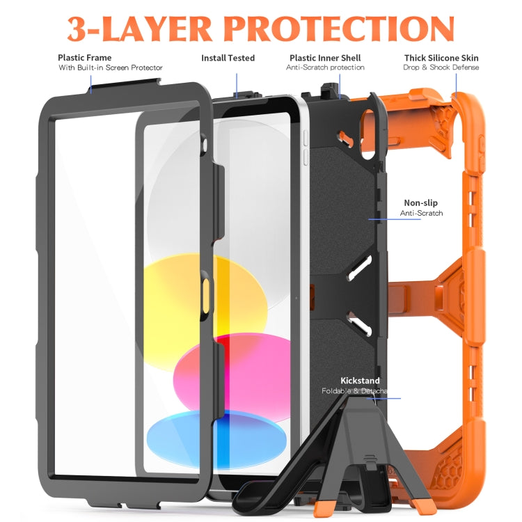 Rugged Silicone Hard PC Tablet Case with Holder, For iPad 10th Gen 10.9 2022