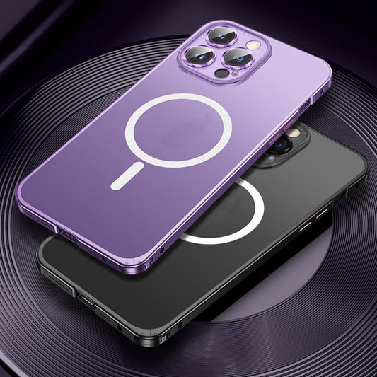 Spring Buckle Metal Frosted Magsafe Phone Case, For iPhone 14, For iPhone 14 Plus, For iPhone 14 Pro, For iPhone 14 Pro Max