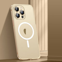Spring Buckle Metal Frosted Magsafe Phone Case, For iPhone 14, For iPhone 14 Plus, For iPhone 14 Pro, For iPhone 14 Pro Max