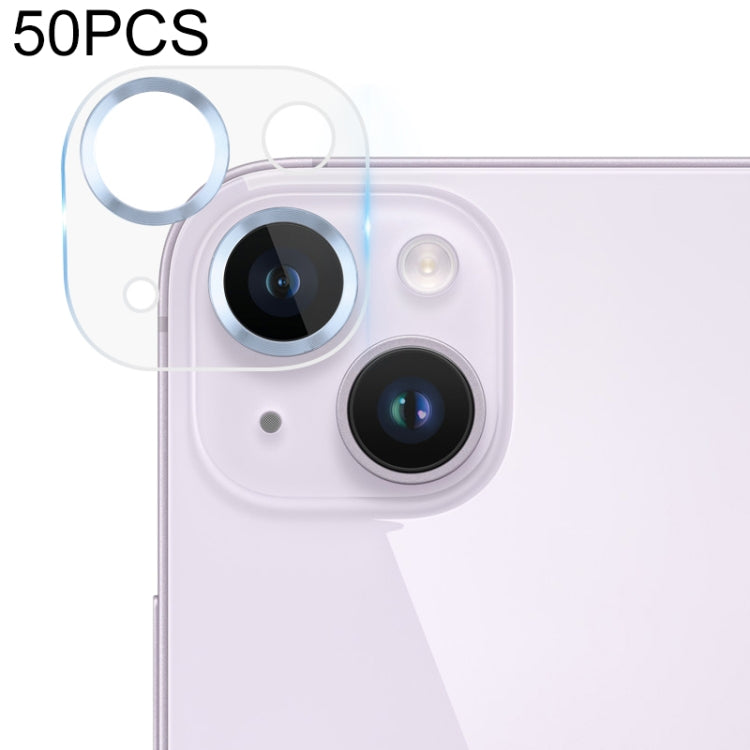 50pcs Tempered Glass CD Texture Back Camera Film, For iPhone 14 / 14 Plus (50 PCS)