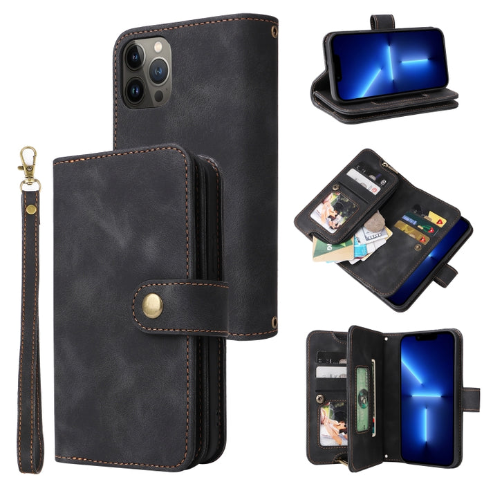 Multifunctional Card Slot Zipper Wallet Flip Leather Phone Case, For iPhone 11, For iPhone 11 Pro, For iPhone 11 Pro Max, For iPhone 12 Pro Max