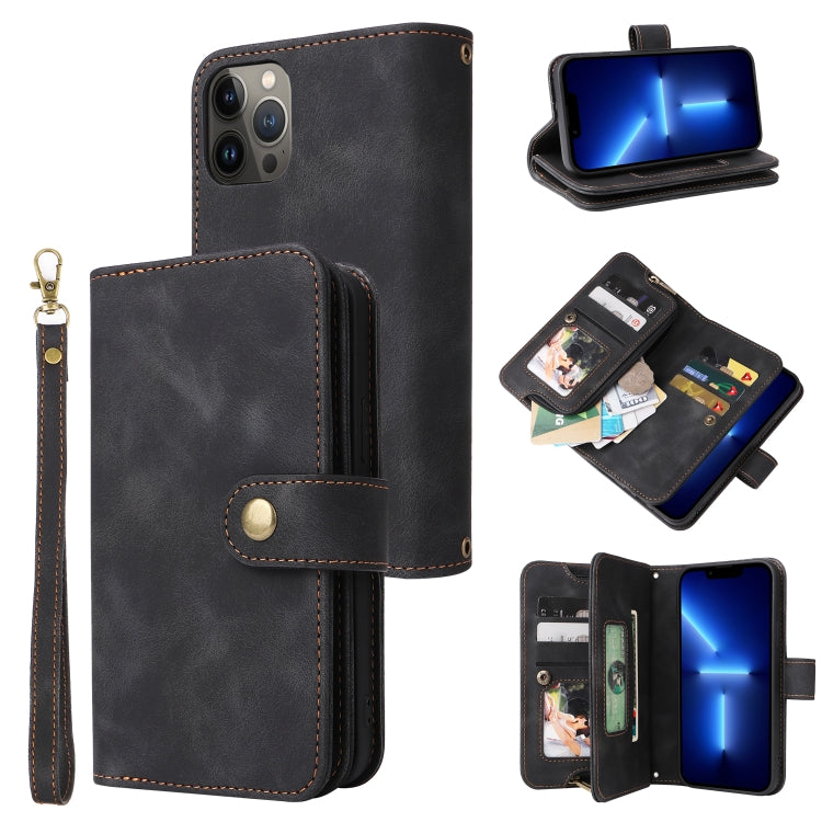 Multifunctional Card Slot Zipper Wallet Flip Leather Phone Case, For iPhone 13, For iPhone 13 Pro, For iPhone 13 Pro Max, For iPhone 14 Pro Max
