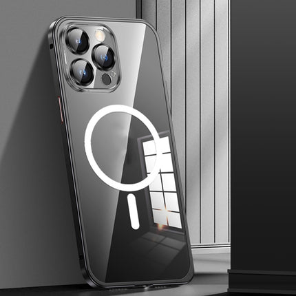 MagSafe Spring Buckle Metal Transparent Phone Case with Lens Protection, For iPhone 12 Pro Max