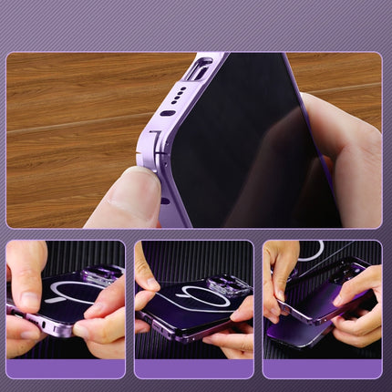 MagSafe Spring Buckle Metal Transparent Phone Case with Lens Protection, For iPhone 12 Pro Max