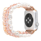 For Apple Watch 5 & 4 44mm / 3 & 2 & 1 42mm / Pearl + Pink Crystal