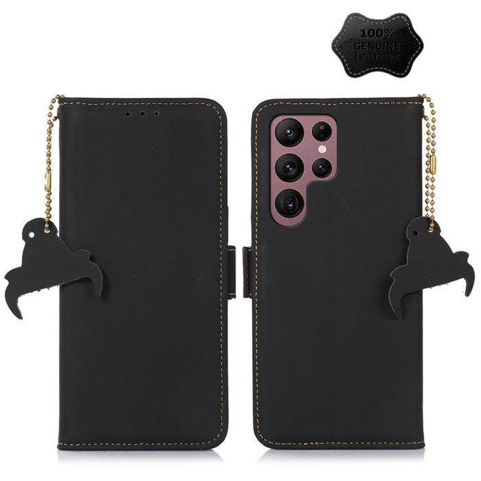 Genuine Leather Magnetic RFID Leather Phone Case, For Samsung Galaxy S22 Ultra 5G, For Samsung Galaxy S23+ 5G, For Samsung Galaxy S23 5G, For Samsung Galaxy S23 Ultra 5G