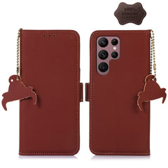 Genuine Leather Magnetic RFID Leather Phone Case, For Samsung Galaxy S22 Ultra 5G, For Samsung Galaxy S23+ 5G, For Samsung Galaxy S23 5G, For Samsung Galaxy S23 Ultra 5G