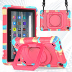 For Amazon Kindle Fire 7 2022 / Camouflage + Rose Red